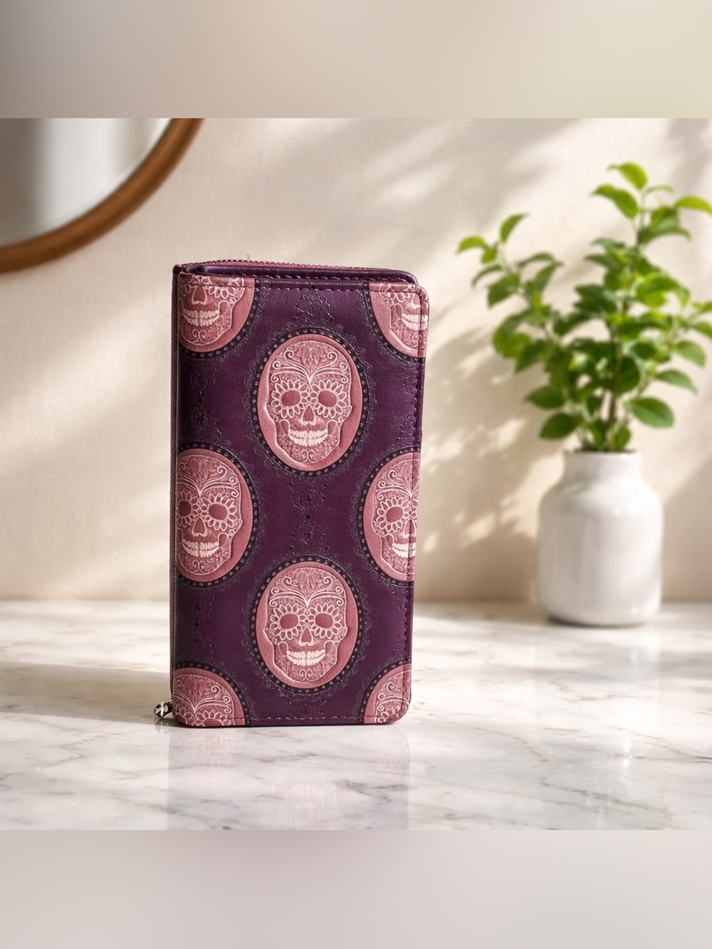 Leather Shag Wear Sugar Skull Wallet